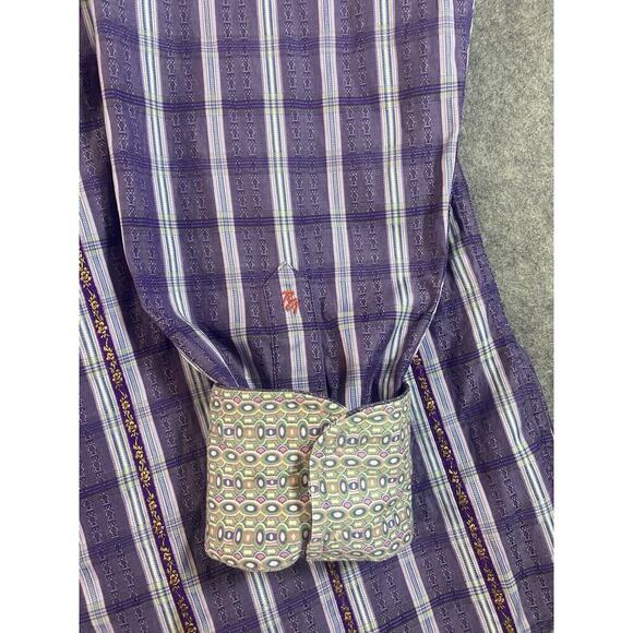 Robert Graham Shirt Mens Large Purple Plaid Floral Stripe Button Up - Picture 6 of 16